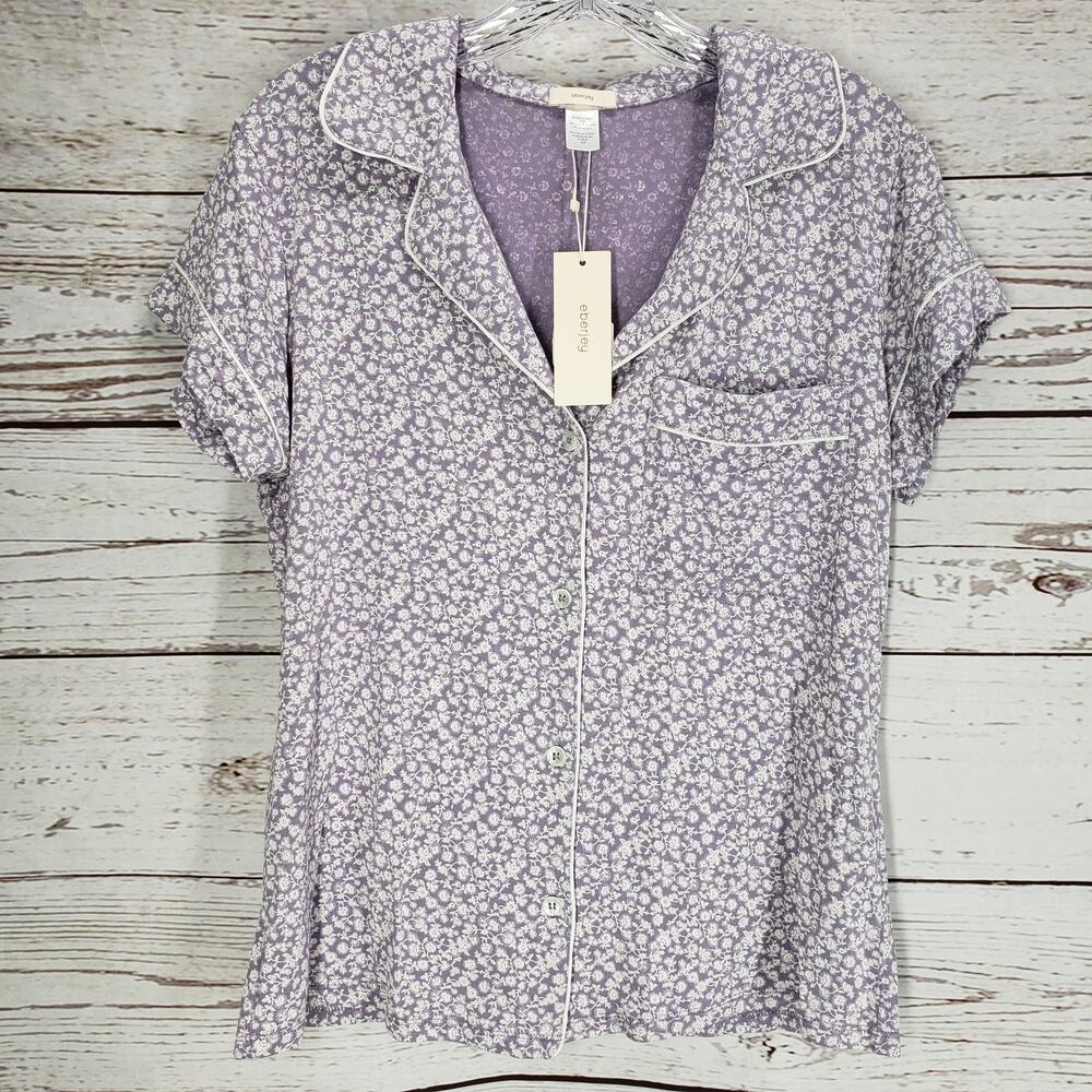 Eberjey New Giselle Women's Floral Purple Crop Sleepwear Top Size S/P
